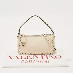Pre Owned Valentino Beige Leather Small Rockstud Crossbody Bag
