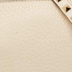 Pre Owned Valentino Beige Leather Small Rockstud Crossbody Bag