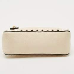 Pre Owned Valentino Beige Leather Small Rockstud Crossbody Bag