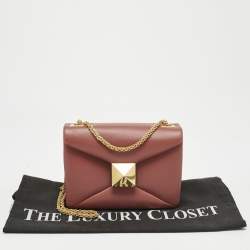 Pre Owned Valentino Chestnut Leather One Stud Chain Shoulder Bag