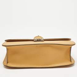 Pre Owned Valentino Dark Yellow Leather Large Glam Lock Flap Bag