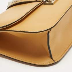 Pre Owned Valentino Dark Yellow Leather Large Glam Lock Flap Bag