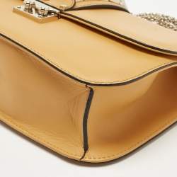 Pre Owned Valentino Dark Yellow Leather Large Glam Lock Flap Bag