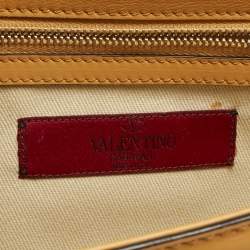 Pre Owned Valentino Dark Yellow Leather Large Glam Lock Flap Bag