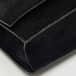 Pre Owned Valentino Black Calf Hair Rockstud Lock Flap Shoulder Bag