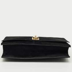 Pre Owned Valentino Black Calf Hair Rockstud Lock Flap Shoulder Bag