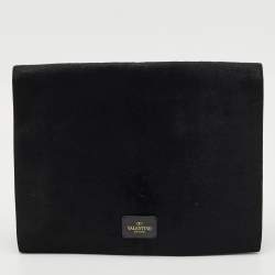 Pre Owned Valentino Black Calf Hair Rockstud Lock Flap Shoulder Bag