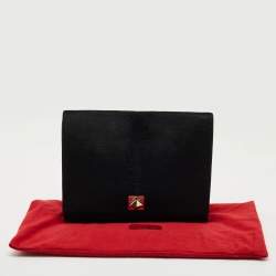 Pre Owned Valentino Black Calf Hair Rockstud Lock Flap Shoulder Bag