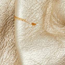Pre Owned Valentino Garavani Metallic Gold Leather Pleated Shoulder Bag