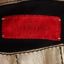 Pre Owned Valentino Garavani Metallic Gold Leather Pleated Shoulder Bag