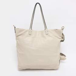 Pre Owned Valentino Cream Leather Pleated Bow Tote