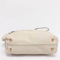 Pre Owned Valentino Cream Leather Pleated Bow Tote