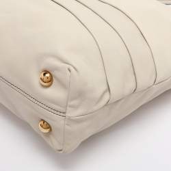 Pre Owned Valentino Cream Leather Pleated Bow Tote