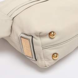 Pre Owned Valentino Cream Leather Pleated Bow Tote