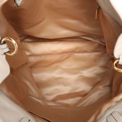 Pre Owned Valentino Cream Leather Pleated Bow Tote