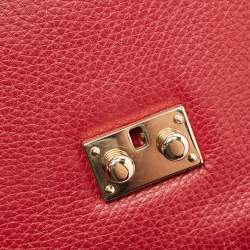 مملوكة مسبقًا حقيبة فلاب فالنتينو قفل غليم جلد أحمر كبيرة