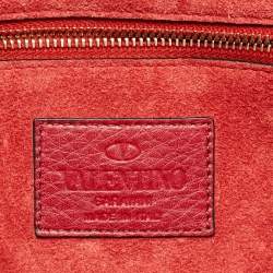 مملوكة مسبقًا حقيبة فلاب فالنتينو قفل غليم جلد أحمر كبيرة