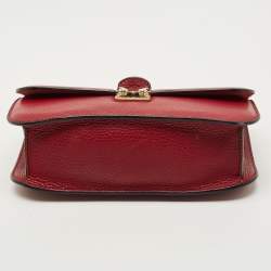 مملوكة مسبقًا حقيبة فلاب فالنتينو قفل غليم جلد أحمر كبيرة