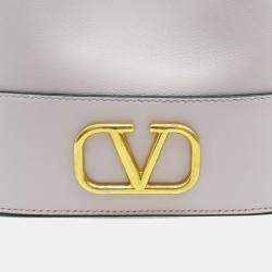 Pre Owned Valentino Purple Leather V-logo bucket bag