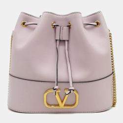 Pre Owned Valentino Purple Leather V-logo bucket bag