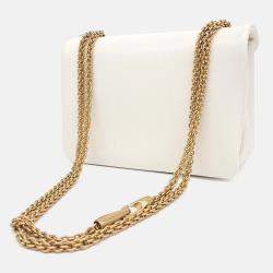 Pre Owned Valentino Cream Leather One Stud Chain Shoulder Bag