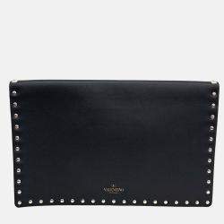 Pre Owned Valentino Black Leather Rockstud Clutch