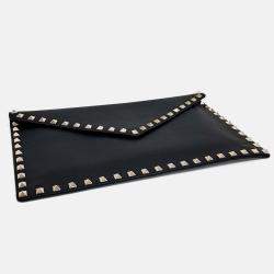 Pre Owned Valentino Black Leather Rockstud Clutch