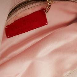 Pre Owned Valentino Light Pink Leather VLogo Flap Shoulder Bag
