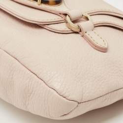 Pre Owned Valentino Light Pink Leather VLogo Flap Shoulder Bag
