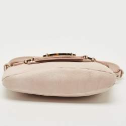 Pre Owned Valentino Light Pink Leather VLogo Flap Shoulder Bag