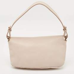 Pre Owned Valentino Light Pink Leather VLogo Flap Shoulder Bag