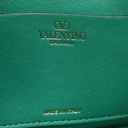 Pre Owned Valentino Green Leather Mini VLogo Moon Hobo