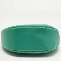 Pre Owned Valentino Green Leather Mini VLogo Moon Hobo