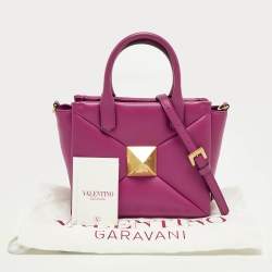 Pre Owned Valentino Fuchsia Leather Small One Stud Tote