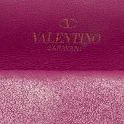 Pre Owned Valentino Fuchsia Leather Small One Stud Tote