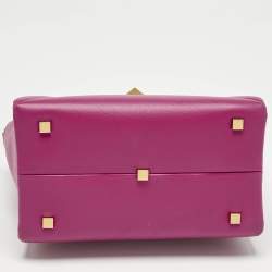 Pre Owned Valentino Fuchsia Leather Small One Stud Tote