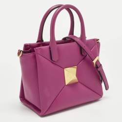 Pre Owned Valentino Fuchsia Leather Small One Stud Tote