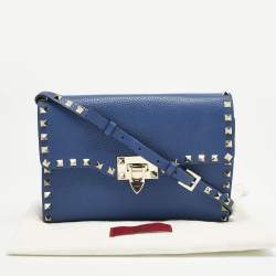 Pre Owned حقيبة كروس فاب فالن*تينو جلد زرقاء روكستد