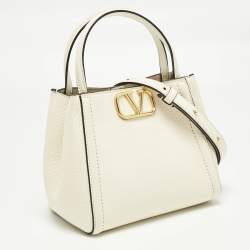 Pre Owned Valentino Off White Leather All time Tote