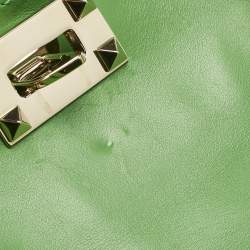 Pre Owned Valentino Green Leather Medium Rockstud Trapeze Tote