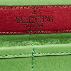 Pre Owned Valentino Green Leather Medium Rockstud Trapeze Tote