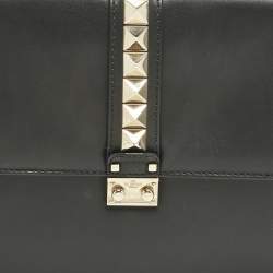 Pre Owned Valentino Black Leather Large Glam Lock Shoulder Bag