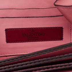 Pre Owned Valentino Pink Leather Rockstud Cabana Chain Crossbody Bag