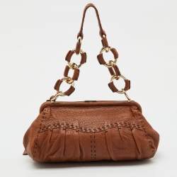 Pre Owned Valentino Garavani Brown Leather Vintage Shoulder Bag