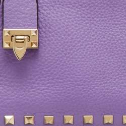 Pre Owned Valentino Purple Leather Small Rockstud Crossbody Bag