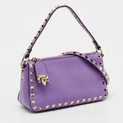 Pre Owned Valentino Purple Leather Small Rockstud Crossbody Bag