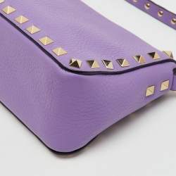 Pre Owned Valentino Purple Leather Small Rockstud Crossbody Bag