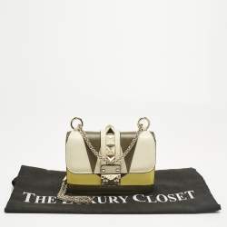 Pre Owned Valentino Multicolor Leather Mini Colorblock Rockstud Glam Lock Bag