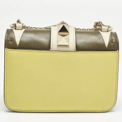 Pre Owned Valentino Multicolor Leather Mini Colorblock Rockstud Glam Lock Bag