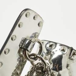 مملوكة مسبقًا حقيبة كتف فالنتينو جلد أحمر مبطن روكستد صغيرة بسلسلة